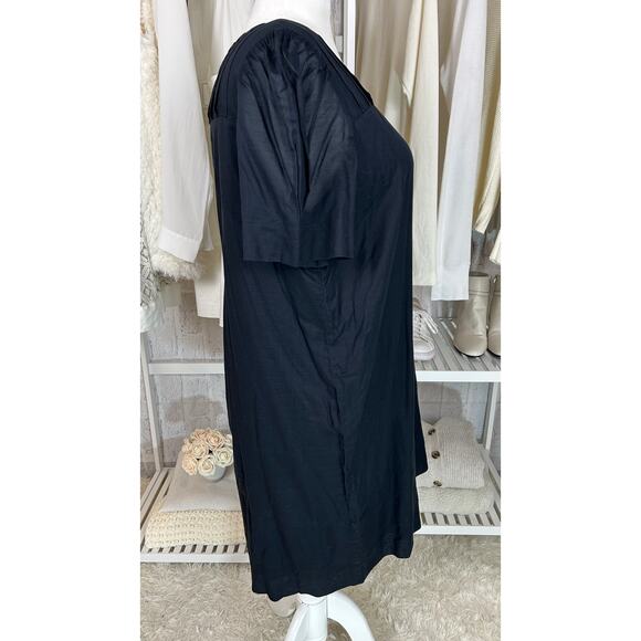 Gap Women's Size 20 Black Puff Sleeve Knee Length Button Back Shift Dress #0522 - Picture 4 of 11